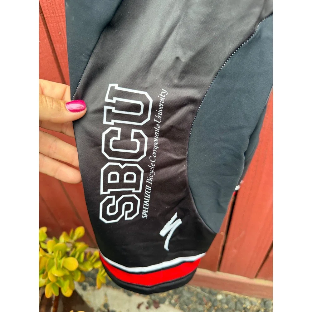 Specialized SBCU Men's Large Cycling Bib Shorts Black Red Padded 80/20 Spandex